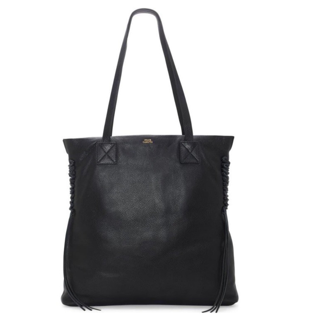 Vince Camuto Black Leather Tote Crossbody Bag